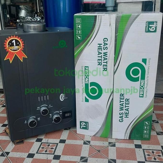 Water Heater Gas Frisone Black (Lpg) Pemanas Air Gas Terbatas