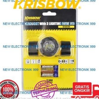 KRISBOW SENTER KEPALA LED HEADLIGHT 150LM 3XAAA 3 LIGHT MODE 10108189 ORIGINAL DAN TERPERCAYA