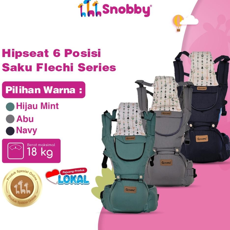 Snobby Gendongan Bayi Hipseat 6 Posisi Saku Sirkulasi Flechi