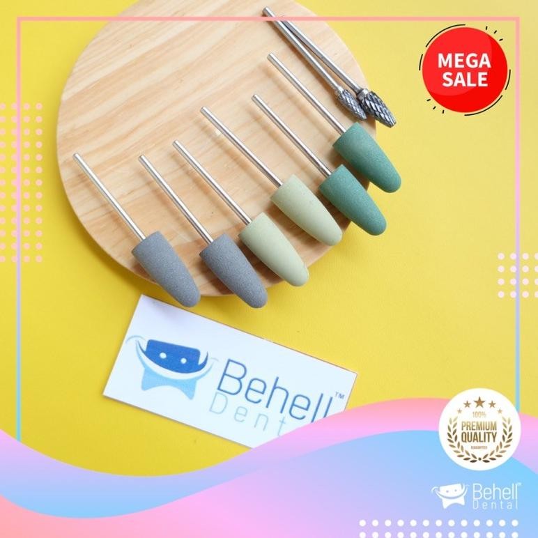 Dental Set Bur Acrylic Poles Akrilik Burs Kit Gigi palsu Fraser Stone Hijau Tiruan Denture Low Speed