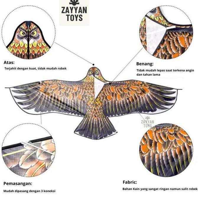 (Allthebest) Layangan Elang Ramraman 1 Meter Layang Layang Layan Senar Buat Besar Kerangka Ram Raman