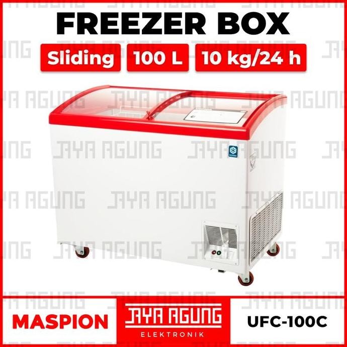 Sliding Chest Freezer Box 100L MASPION UFH 100C Glass Kulkas Pembeku