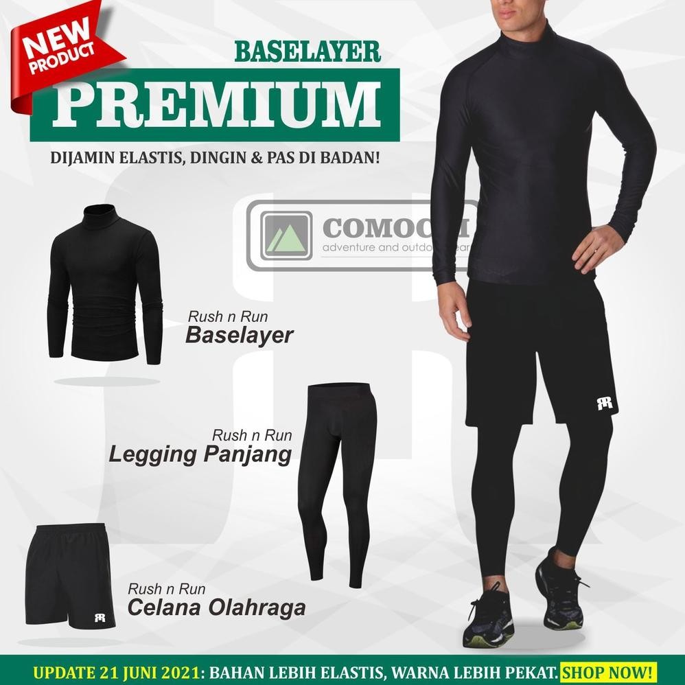 [BASELAYER PREMIUM] PAKET BASE LAYER GUNUNG POLOS BAJU OLAHRAGA PRIA LEGGING PANJANG CELANA SPORT