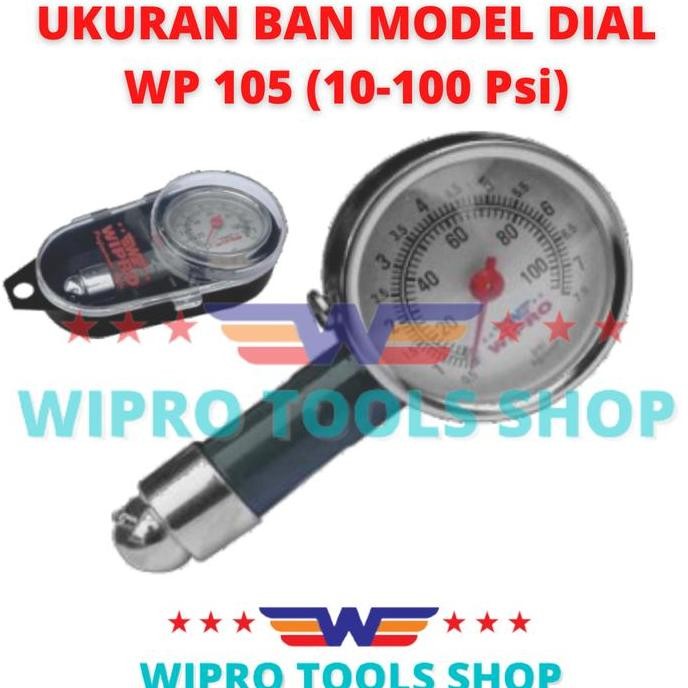WIPRO Pengukur Tekanan Angin Ban Model Jarum / Dial 100 Psi WP 105