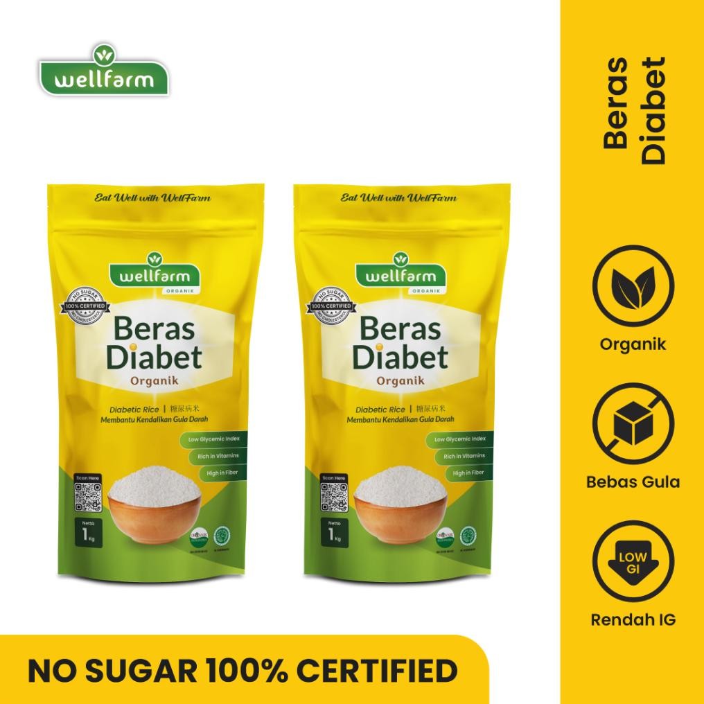 

Wellfarm Beras Diabetes Organik Low Gi Sugar Free Spesial Bundle 2Kg aSt