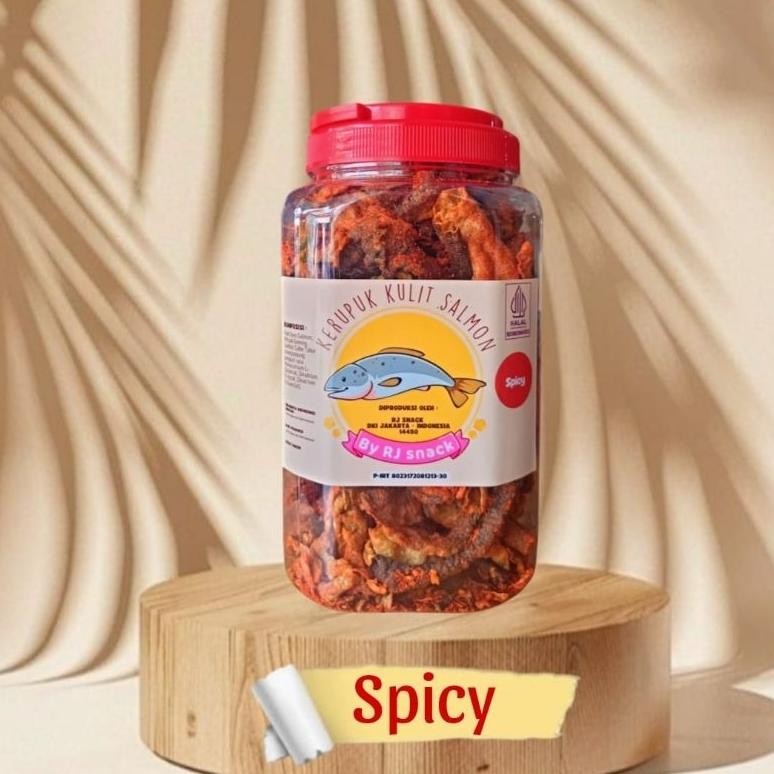 

Kerupuk Kulit Ikan Salmon Rasa Spicy Toples Jumbo 220gr Cemilan Kriuk Sehat Murah aSt