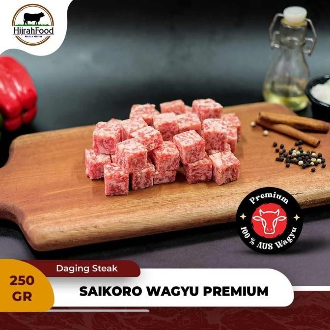 

Saikoro Beef Wagyu Premium AUS Daging Sapi Potong Dadu Real Wagyu aSt