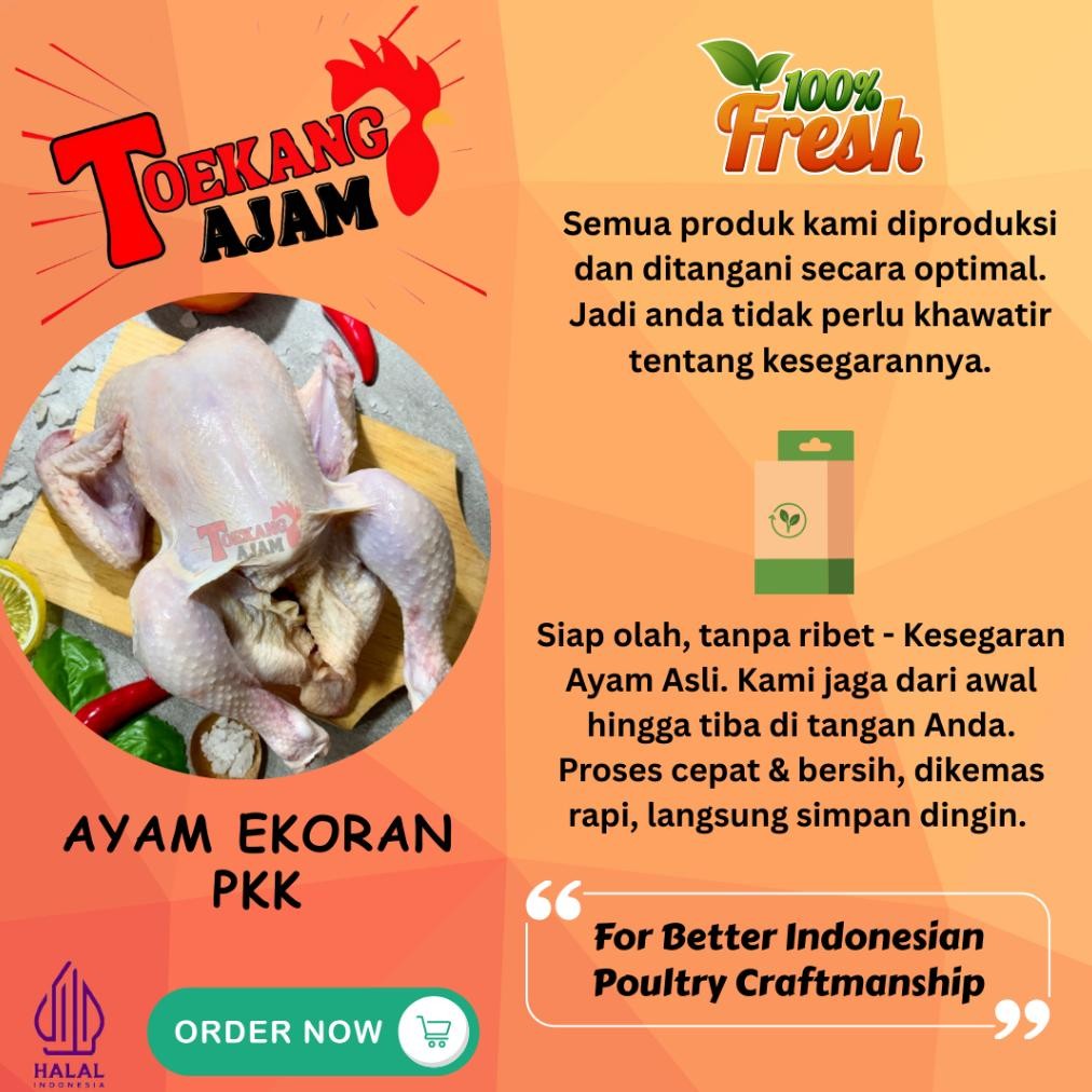

Ayam Ekoran Pkk / Ayam Broiler / Ayam Negri Ukuran 0.5 - 1.5 Kg (Tulis Di Note Potong Berapa) aSt