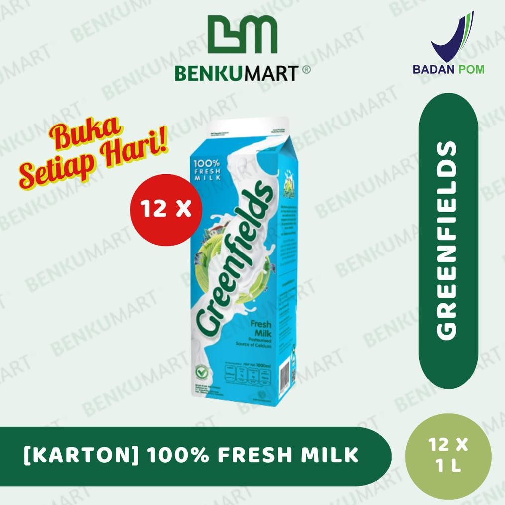 

[KARTON] Fresh Milk Greenfields 1 Liter Susu Segar 1L aSt