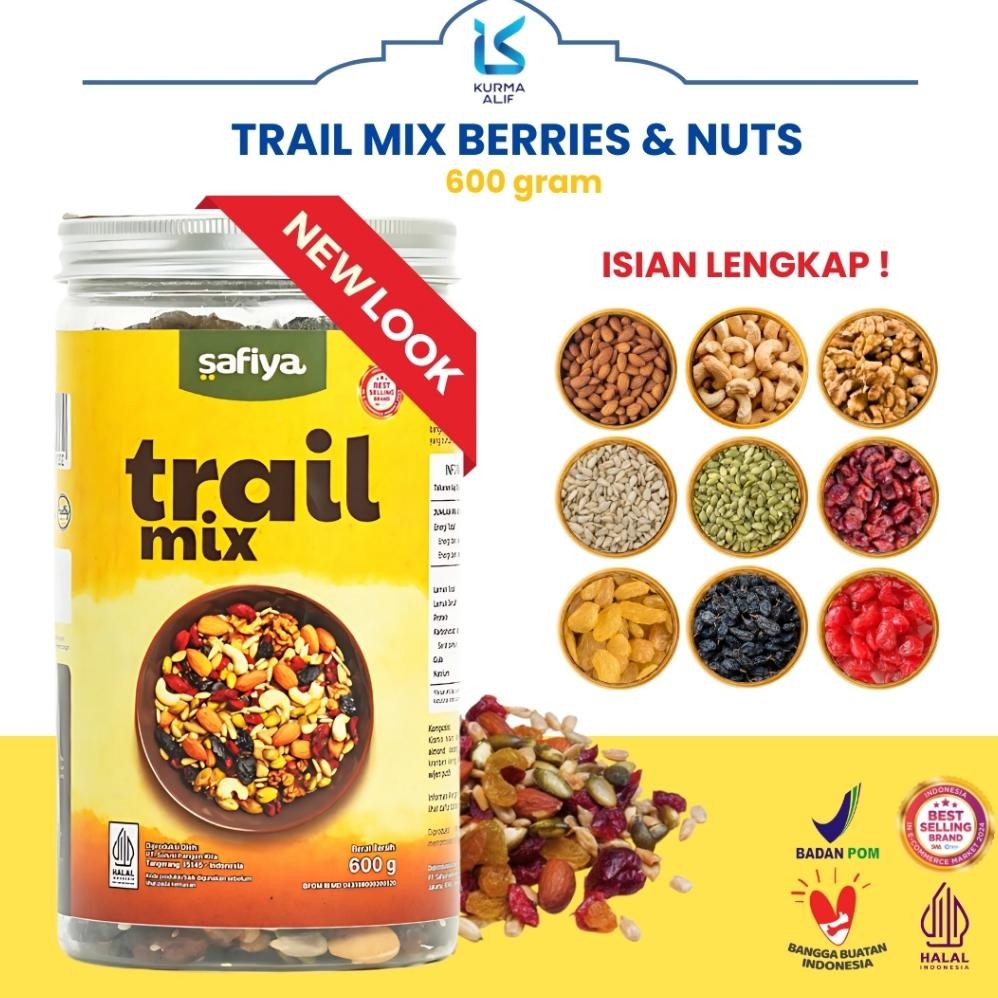 

Trail Mix Safiya Kemasan Jar 600 gr Berry Nuts and Seed Original Cemilan Diet Sehat aSt