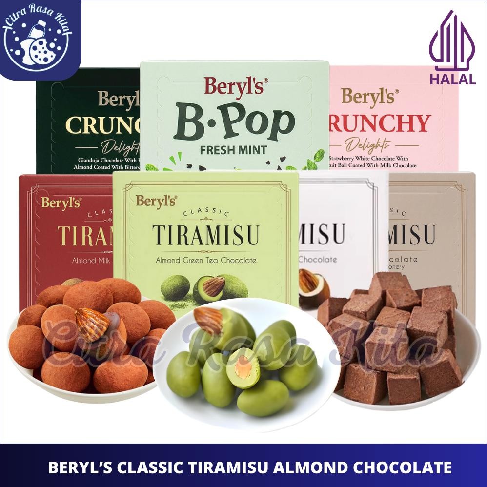 

Beryls Classic Tiramisu Almond Milk Chocolate, White Chocolate & Green Tea Chocolate 65gr aSt