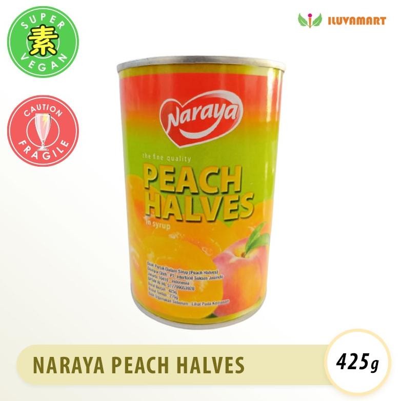 

Naraya Peach Halves in syrup 425g Buah Kaleng Persih dalam sirup aSt