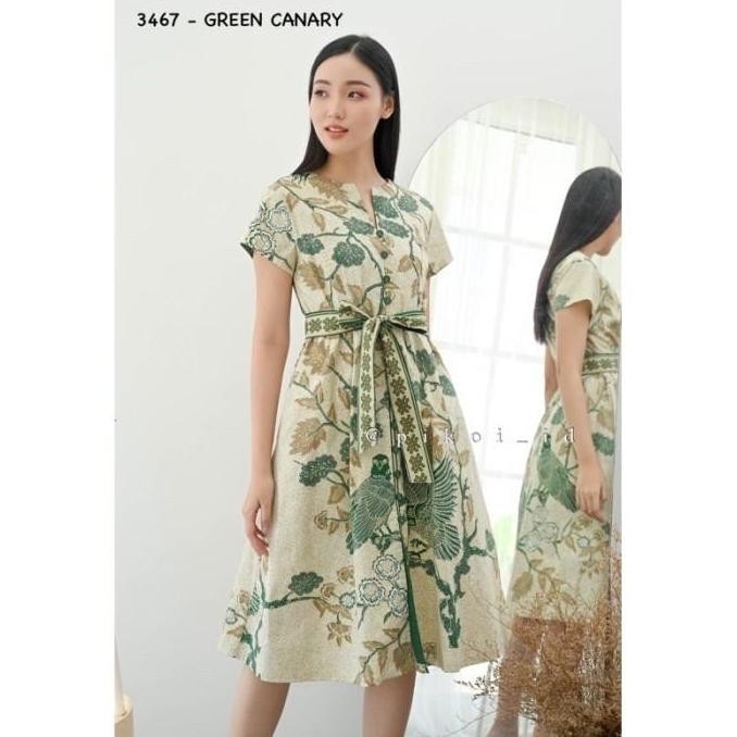 DRESS BATIK WANITA MODERN LENGAN PENDEK / DRESS BUSUI BATIK HIJAU