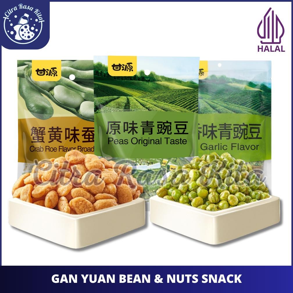 

Halal Gan Yuan Cemilan Kacang rasa Crab Roe Flavour Beans Peas Original Sunflower Seed 285gr aSt