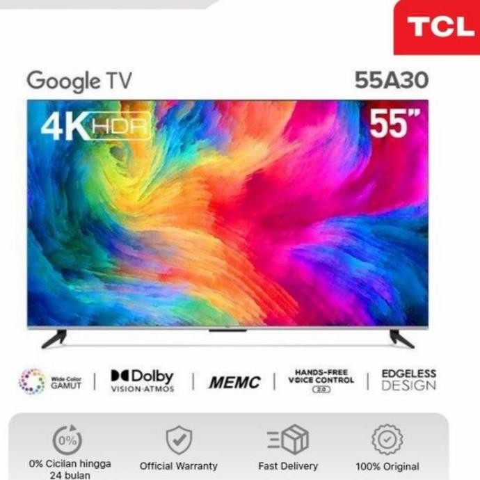 TERLARIS - Tcl Android tv 55 Inch 4K Uhd TCL 55A30 Google TV Android 11 Tcl 55