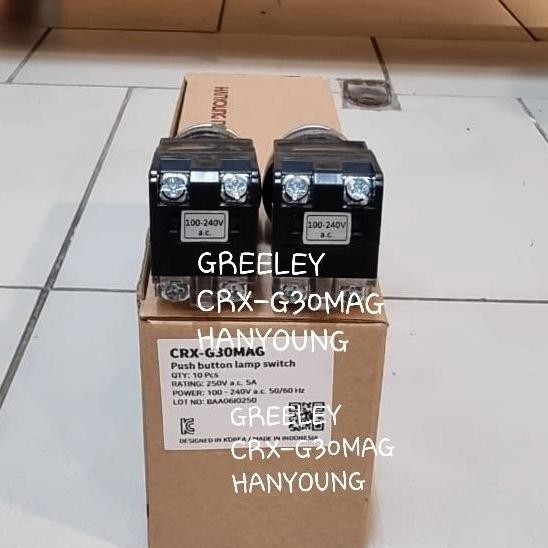 Push Button Lamp Hanyoung Crx-G25/30Mar/Ag/Ay 25/30Mm Baru