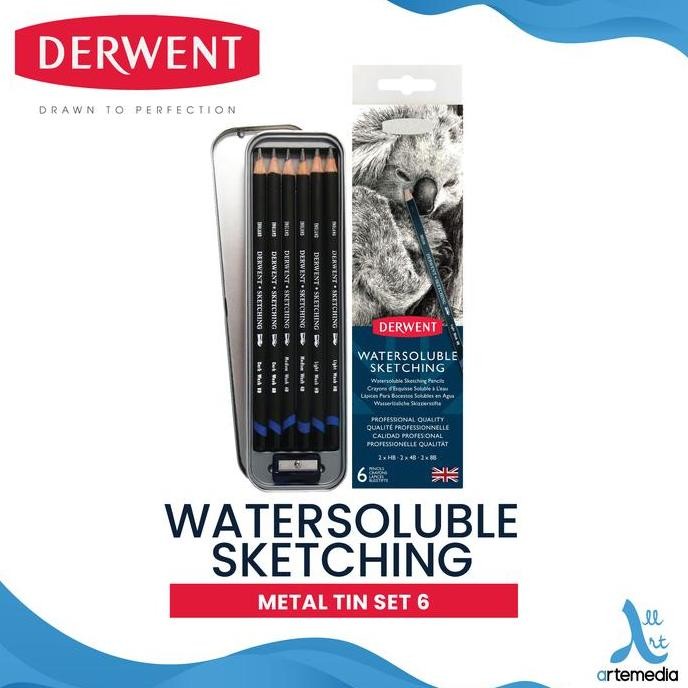 

BEBAS ONGKIR - Pensil Gambar Derwent Sketching Watersoluble Pencil 6 Metal Tin