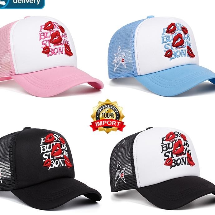 Topi Truer Red Lips Embroidery Baseball Fashion Summer Net Cap Hat Topi Visor Outdoor Sport Topi Sna