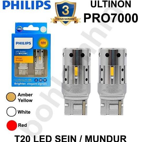 Murah T20 Philips Ultinon Pro7000 Led Sein, Mundur, Senja Socket Tancap W21W Cahaya Kuning / Putih /