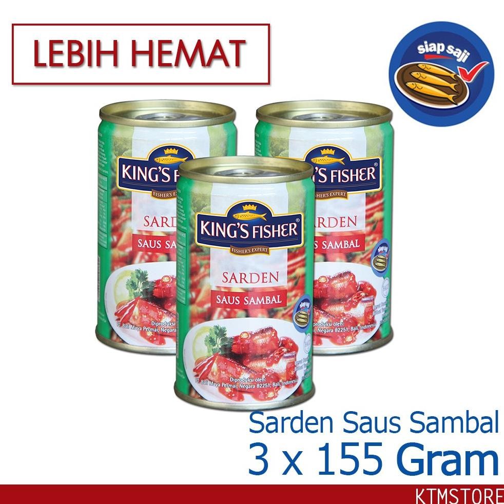 

KtmStore Paket 3 pcs King's Fisher Sarden mini saus sambal Makanan Kaleng 155g kings fisher aSt