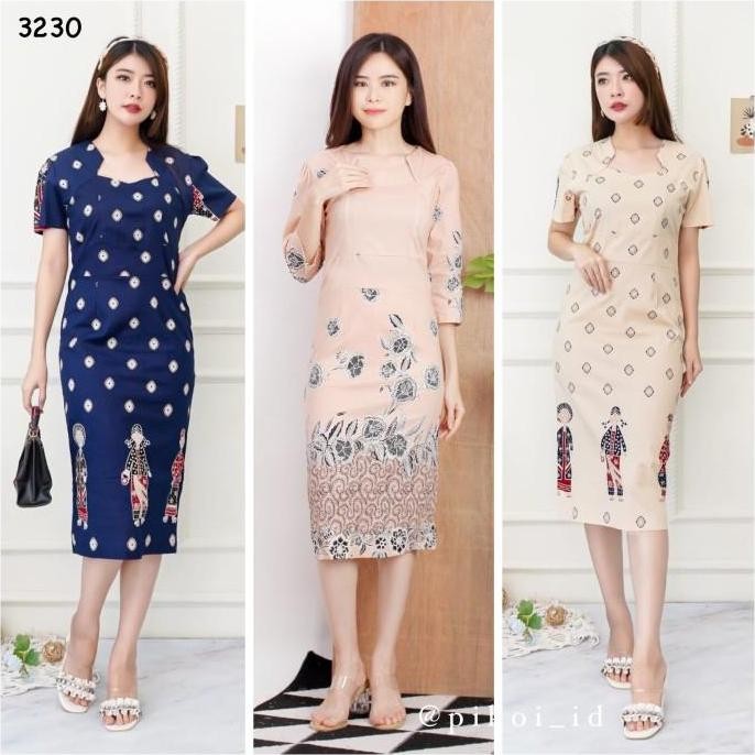 DRESS BATIK WANITA MODERN / DRESS SPAN BATIK / KANTOR / PESTA / KERJA