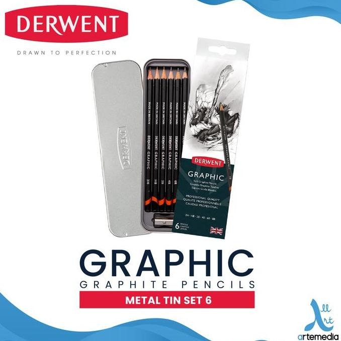 

BEBAS ONGKIR - Pensil Gambar Derwent Graphic Pencil 6 Metal Tin Drawing Sketching