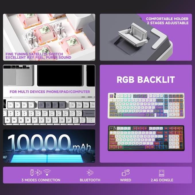 Sale Zifriend Hk101 Wireless Mechanical Keyboard 10000 Mah Rgb Backlight 5Pin Hot Swappable Mechanic