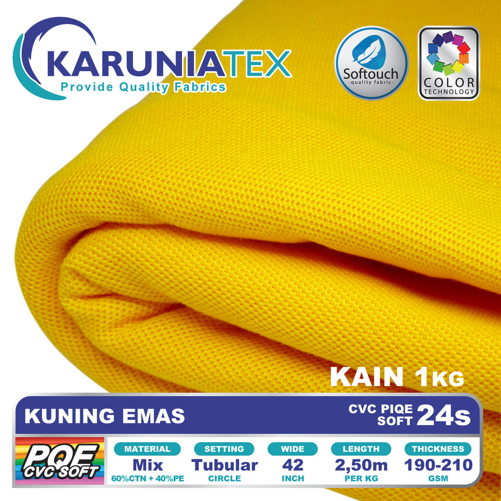 Kain Kaos Poloshirts CVC Soft 24s | Kuning Emas | Karunia Textile
