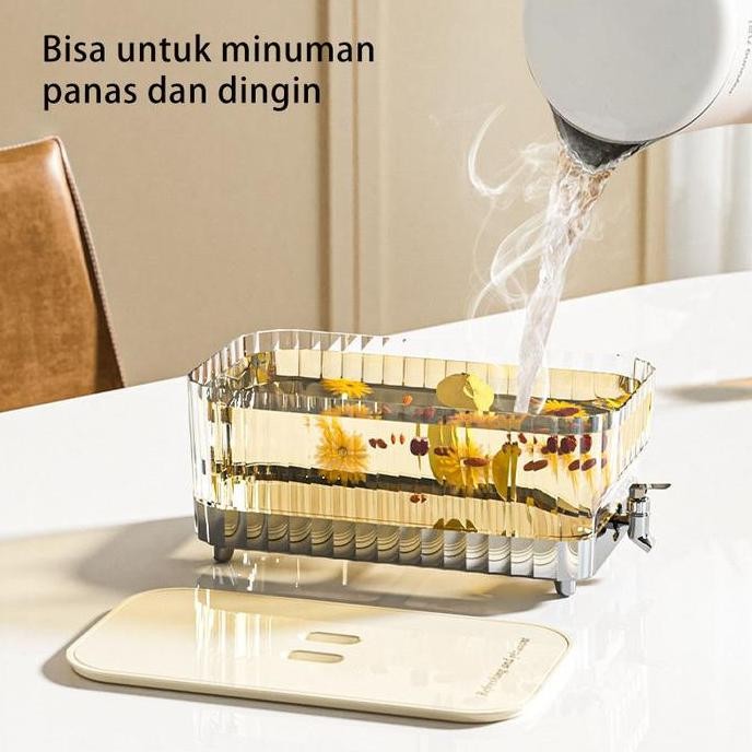 [VINNATSU] KETEL AIR KACA DENGAN TATAKAN KAYU / GLASS DISPENSER ESTETIK /MILK TEA BUCKET DISPENSER /