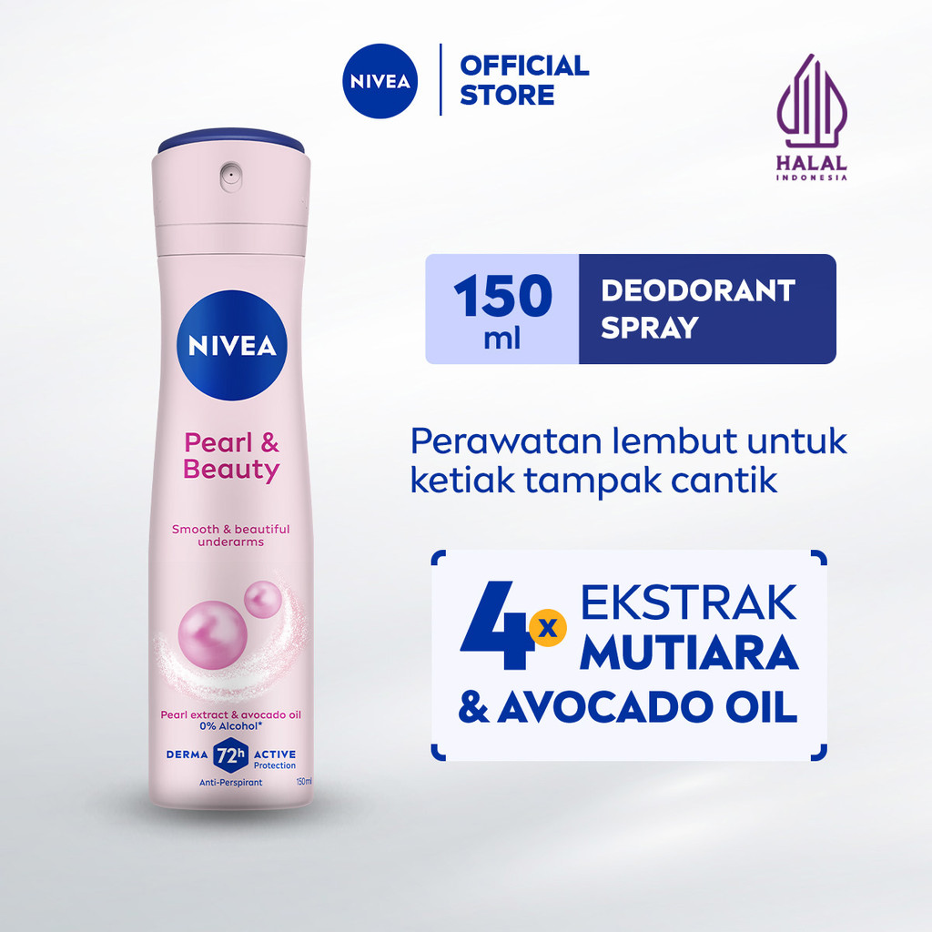 NIVEA Deodorant Spray Pearl & Beauty 150ml - Deodoran semprot wanita mencerahkan brightening glowing