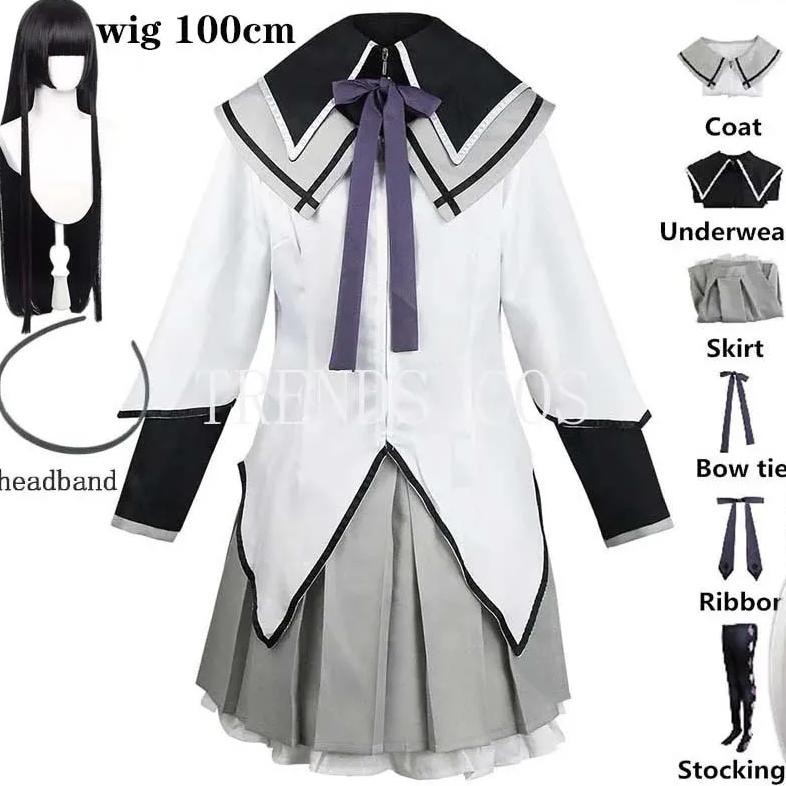 Anime Akemi Homura Cosplay Costume Fighting Uniform Stockings  Akemi Homura Outfits