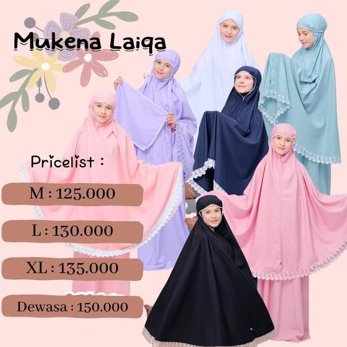 KIF Mukena Laiqa Anak dan Dewasa by Gynura Kids Bahan Katun Polymicro