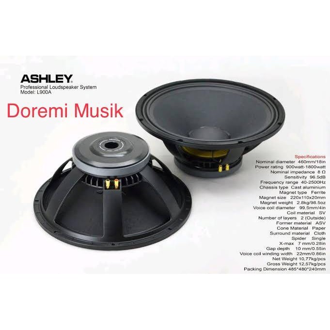 Speaker Ashley 18inch L 900 A original Berkualitas Terbaru