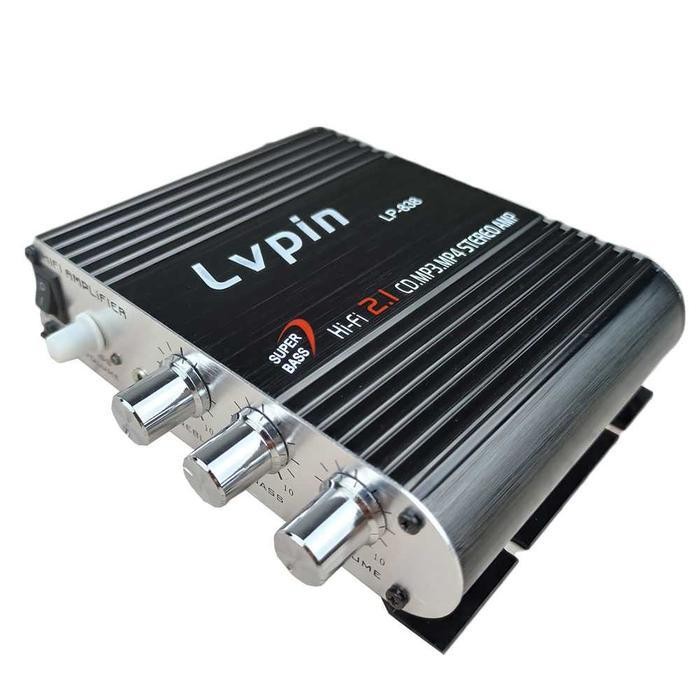 LVPIN Mini HiFi Stereo Amplifier Treble Bass Booster 12V 200W - LP-838