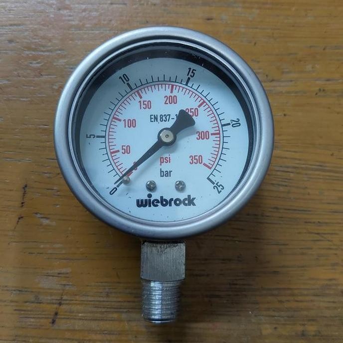 Pressure Gauge Wiebrock Full All Stainless 25 Bar Kg 350 Psi Hemat