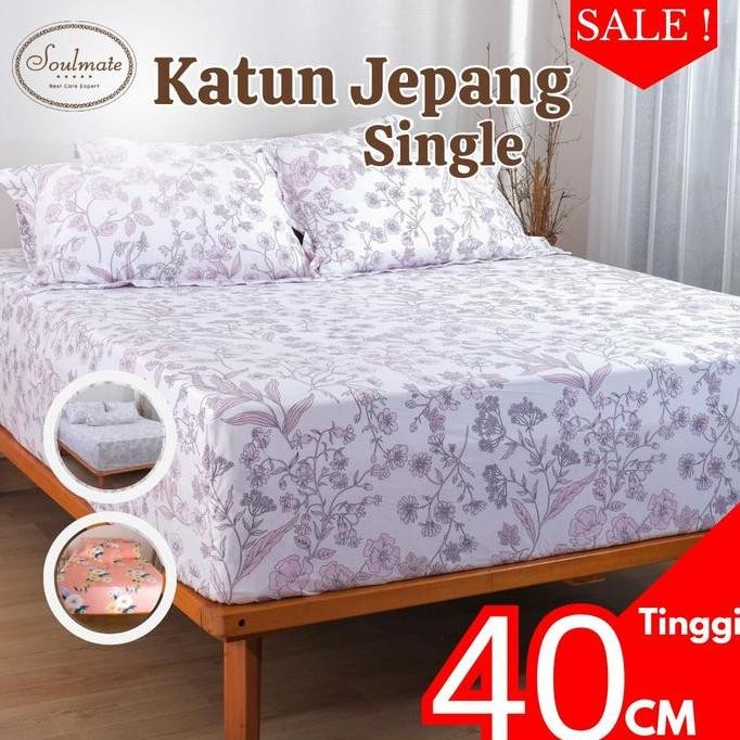 [Sale] Soulmate Sprei Katun Jepang Single Size 120X200 Tinggi 40Cm