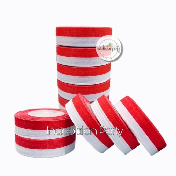 

Rf-45 ( 1 Pack Isi 10 ) Pita Satin Merah Putih 1 Inch / Pita Merah Putih 2,5 Cm