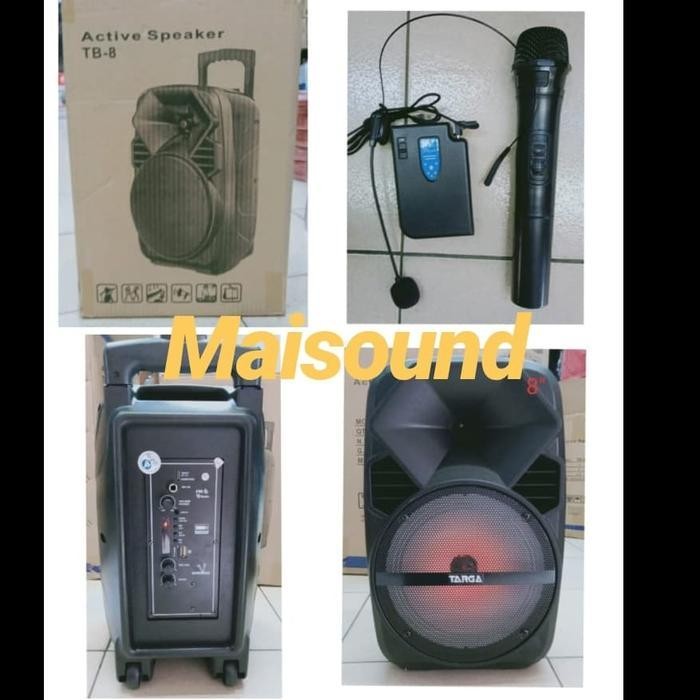 SPEAKER PORTABLE TARGA TB8 WIRELESS TARGA TB 8 INCH FREE 2 MIC