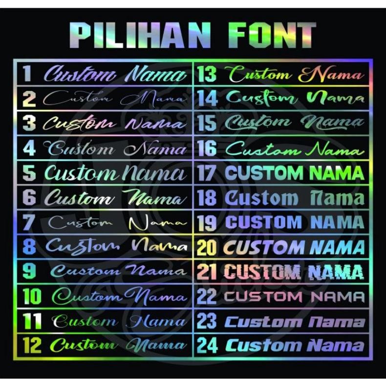 STICKER CUSTOM NAMA KACA DEPAN DAN BELAKANG MOBIL (HOLOGRAM)