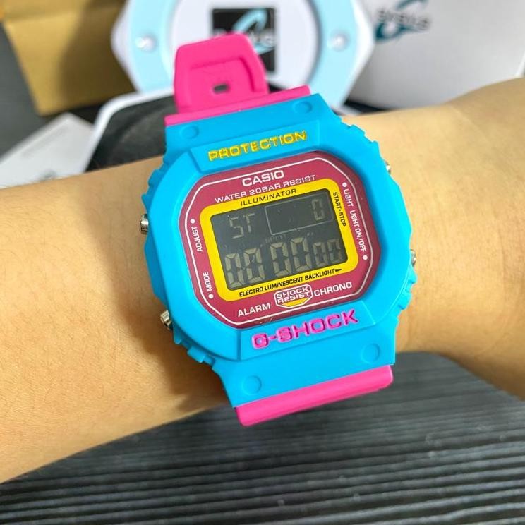 Cod [Full Set] Jam Tangan Wanita G-Shock Dw5600 Dua Warna Strap Rubber Tahan Air Bisa Dibawa Berenan