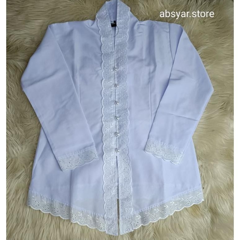 Kebaya Seragam Anak Sekolah TK SD SMP SMA  Baju Atasan Putih Perempuan Full Renda