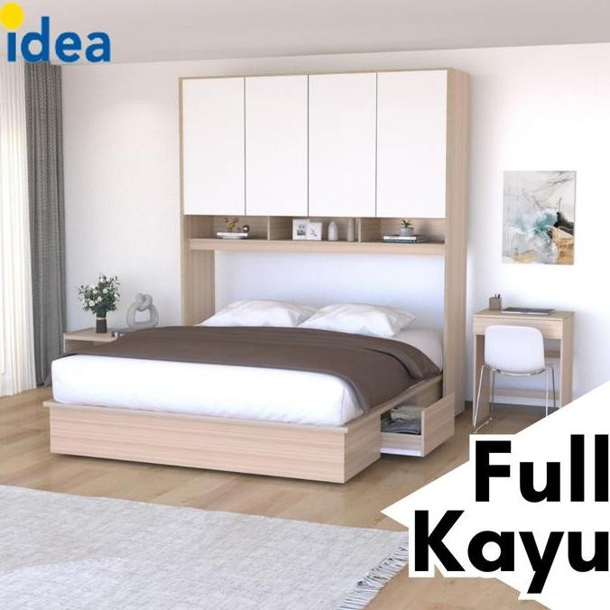 Idea Clay - Ranjang Set Divan Kayu Lemari Pakaian Putih Rak Pajangan Meja Belajar Modern Minimalis