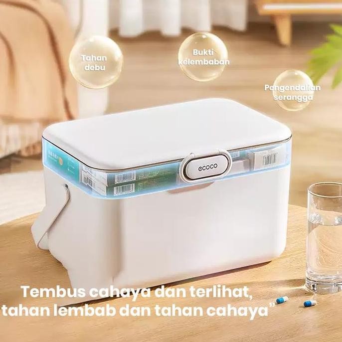 (Allthebest) ECOCO Medicine Storage - Kotak obat rumah tangga kotak obat keluarga penyimpanan klasif