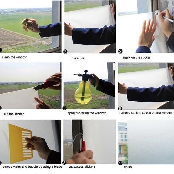 (Allthebest) Stiker kaca glass sticker sandblast sunblast lebar 90cm motif kotak