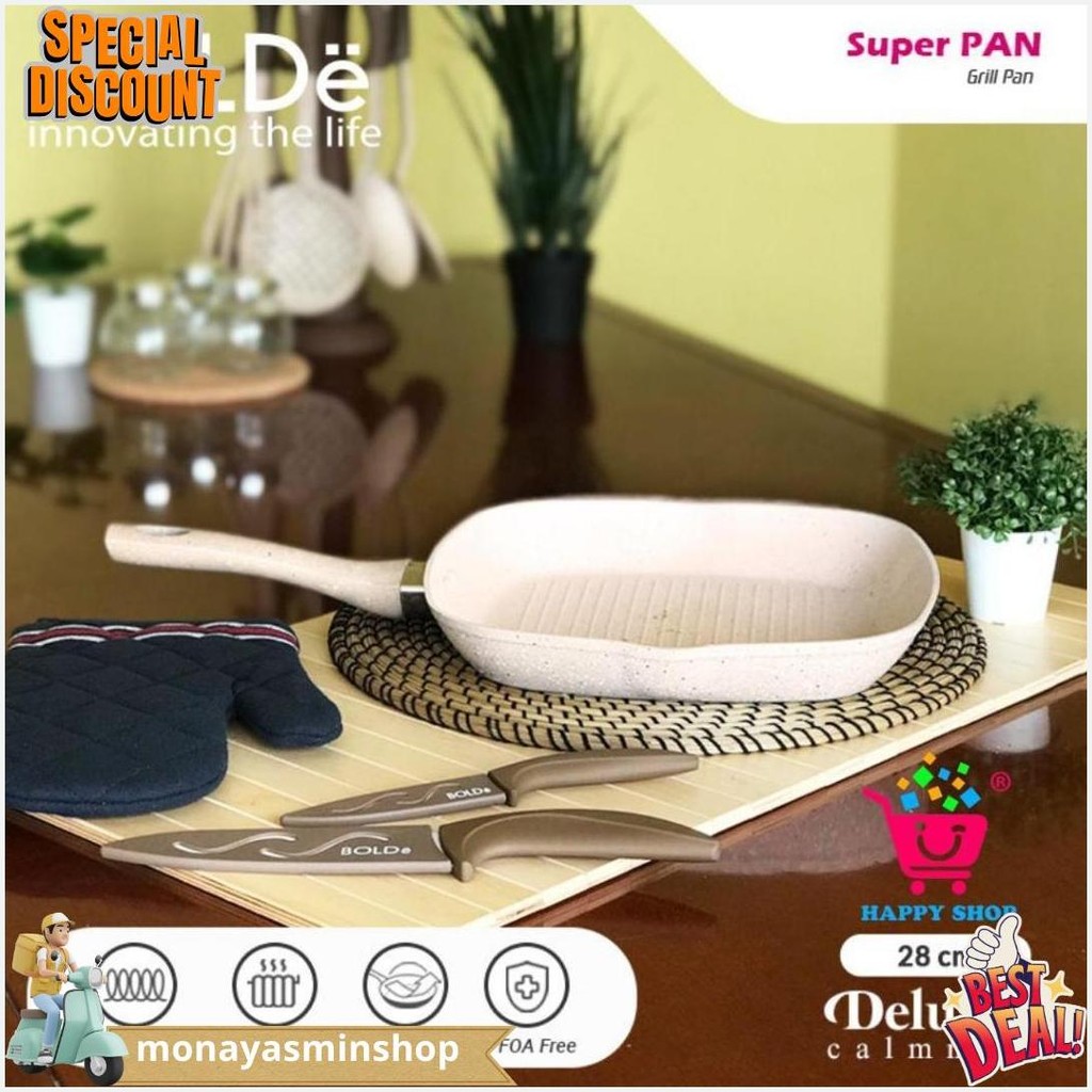 Bolde Superpan Grill Pan 28 Cm, Granite Beige Series Cod