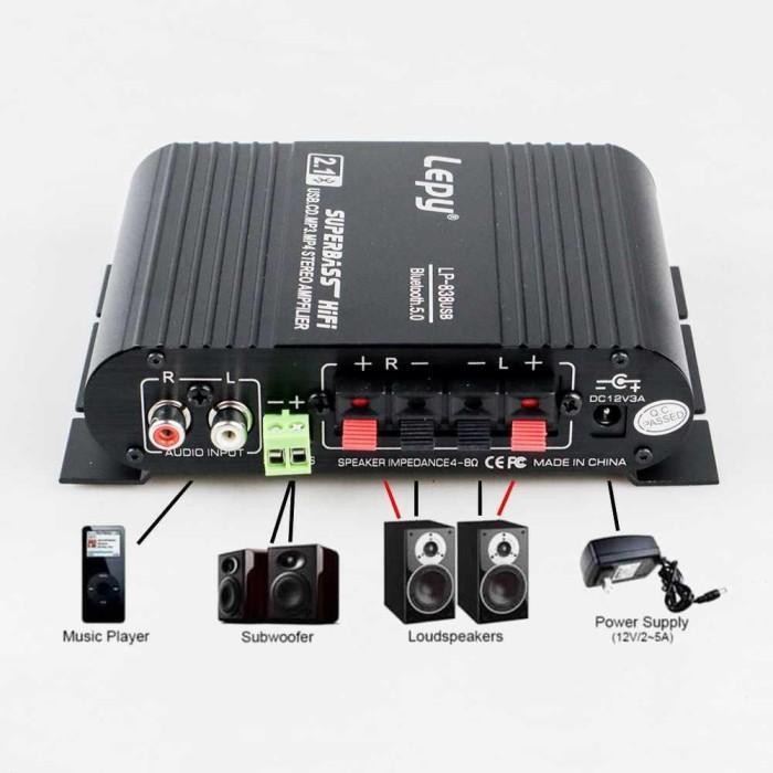 Amplifier Audio Mobil HiFi Sound Booster Bluetooth USB with Remote