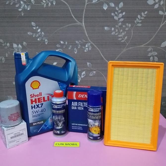 TERBARU - Paket oli mesin Shell HX7 5W-40 Nissan Xtrail, Serena 5 item