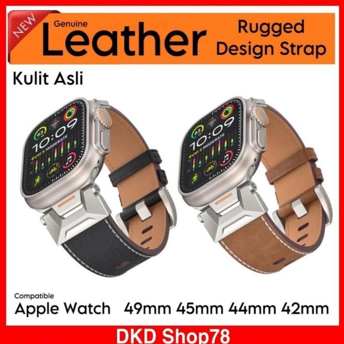 BEBAS ONGKIR - Genuine Leather Strap Band Compatible Appel Watch Ultra 2 49mm 45mm 44