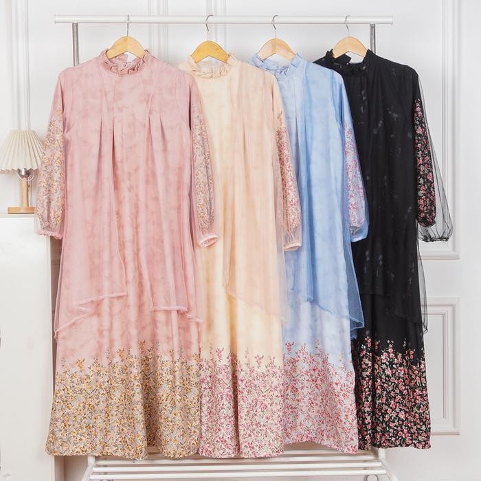 Dd Bm - Delisha Maxi Dress Shakila  / Set Dress Outer Ceruty Babydoll - Gaun Wanita