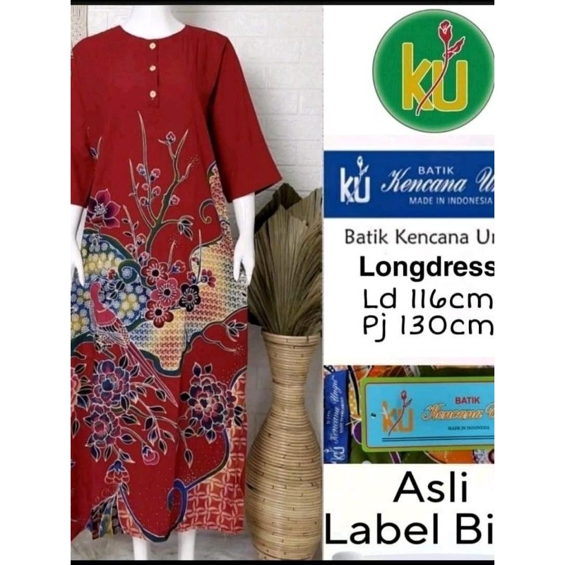 LD 19 KUB LENGAN 3/4 | Daster Panjang Batik Kencana Ungu Original Label Biru | Baju Santai Tidur Wan